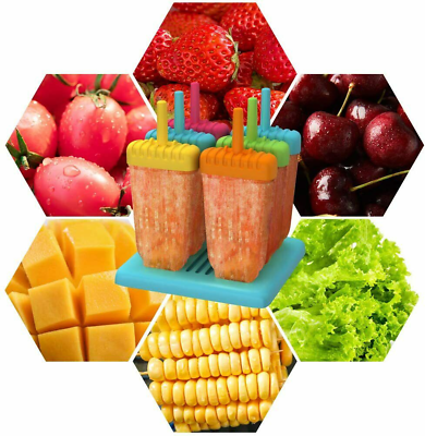 Popsicle Molds 6 Ice Pop Mold Reusable Ice Cream Maker Set with Funnel Brush - Fresh Stock Dated December 2025