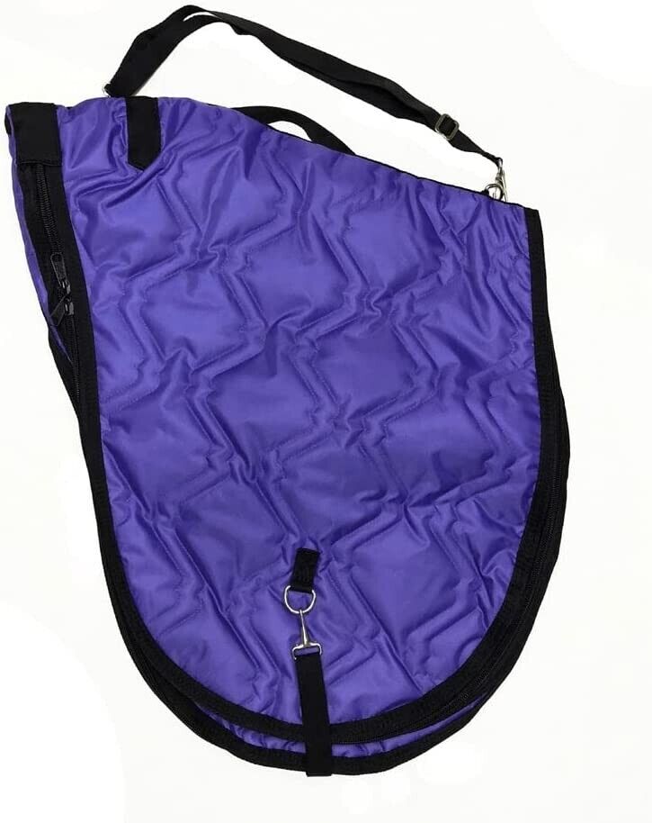 English Padded Saddle Cover Dressage Saddle Case Shoulder Strap Dustproof Purple - Fresh Stock Dated December 2025