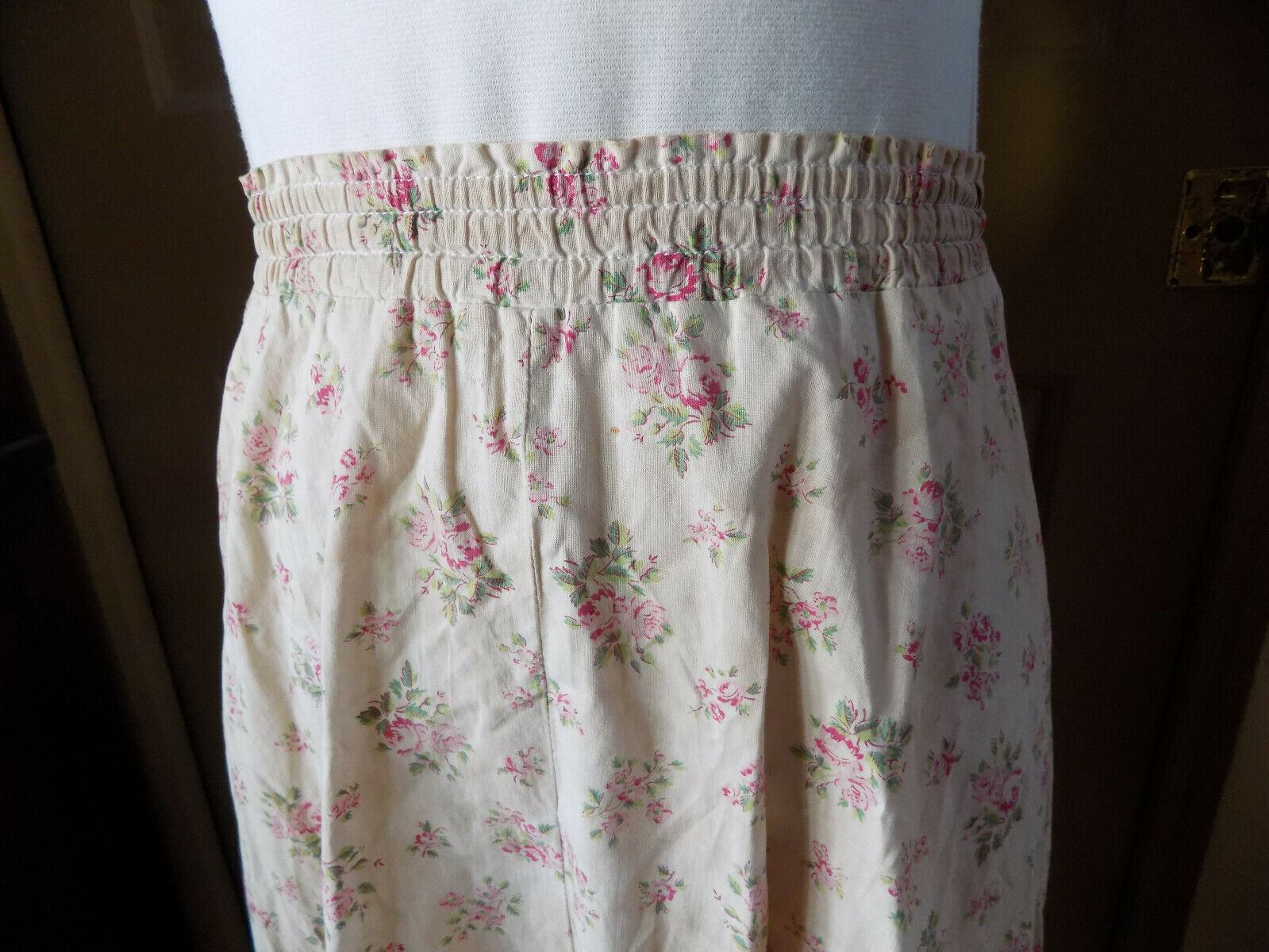 S Handmade vintage 1980's prairie country calico pink ivory circle elastic skirt - Fresh Stock Dated February 2026