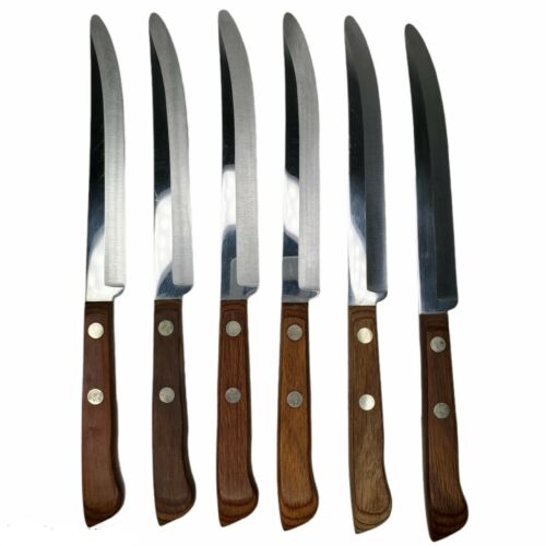 Vintage Ekco Flint Steak Knife Set Vanadium Wooden Wall Mount Block Stainless - Fresh Stock Dated December 2025