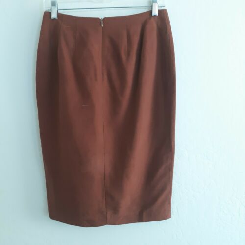 Vintage Neiman Marcus size 8 100% Pure Silk skirt Shantung Rust Faux Wrap - Fresh Stock Dated December 2025
