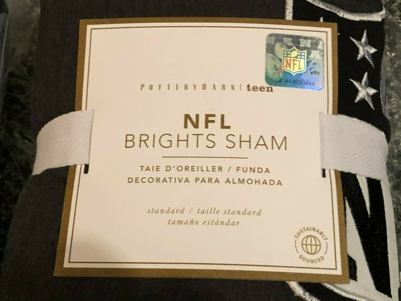 Pottery Barn PB Teen NFL Brights Pillow-Shams Two/2 STANDARD Football Logo - Fresh Stock Dated December 2025