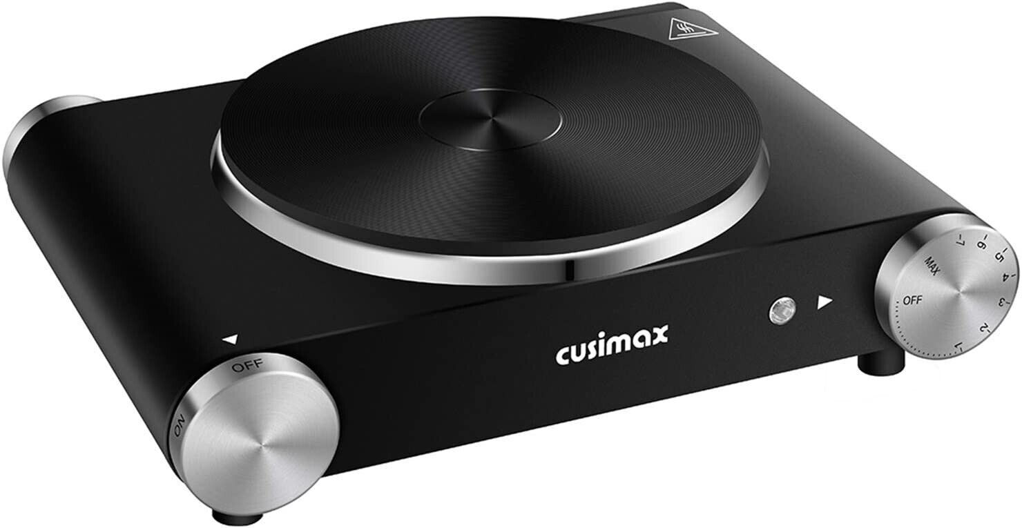 CUSIMAX Electric Hot Plate for Cooking Portable Single Burner 1500W Cast Iron - Fresh Stock Dated February 2026