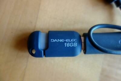 Dane-Elec USB Portable Memory 16 GB THUMB FLASH DRIVE w/ext cable - Fresh Stock Dated February 2026