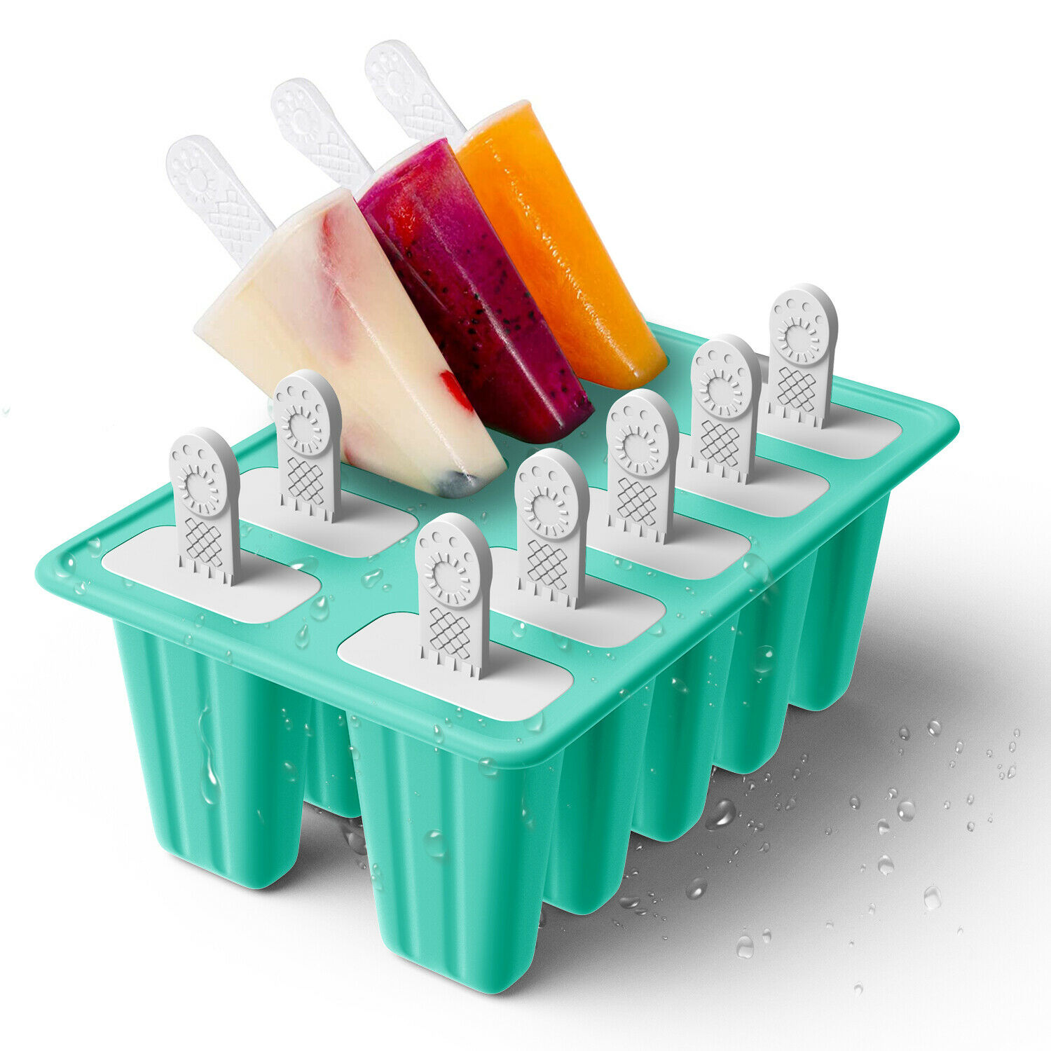 10 Cell Ice Cream Popsicle Frozen Mold Silicone Pop Maker/6 Cell Ice Cube Moulds - Fresh Stock Dated December 2025