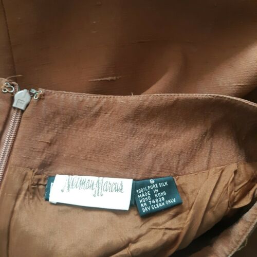 Vintage Neiman Marcus size 8 100% Pure Silk skirt Shantung Rust Faux Wrap - Fresh Stock Dated December 2025