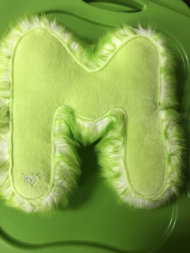 Justice Like Green  Initial M Pillow Lime Boarder Fuzzy - Fresh Stock Dated December 2025
