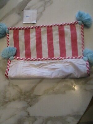 Pottery Barn Kids striped stripe pink white tassel 16