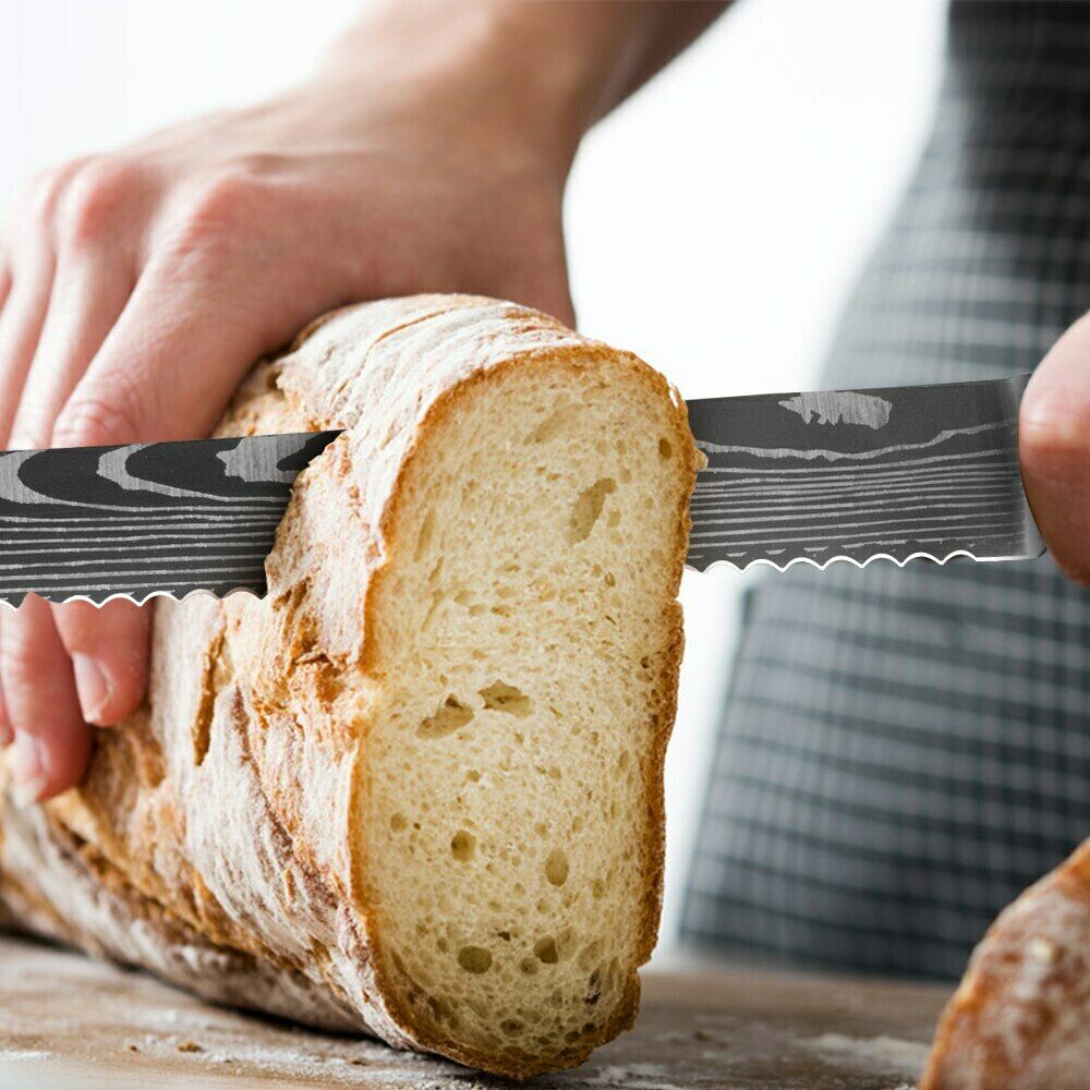 Kitchen Knife Set Japanese Damascus Pattern Chef Stainless Steel Cleaver Knives - Fresh Stock Dated December 2025