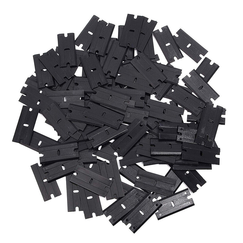 100Pcs Scraper Razor Blade 200 Black Plastic Blade Decal Remove Glue Clean Tools - Fresh Stock Dated February 2026
