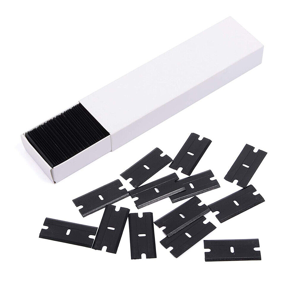 100Pcs Scraper Razor Blade 200 Black Plastic Blade Decal Remove Glue Clean Tools - Fresh Stock Dated February 2026