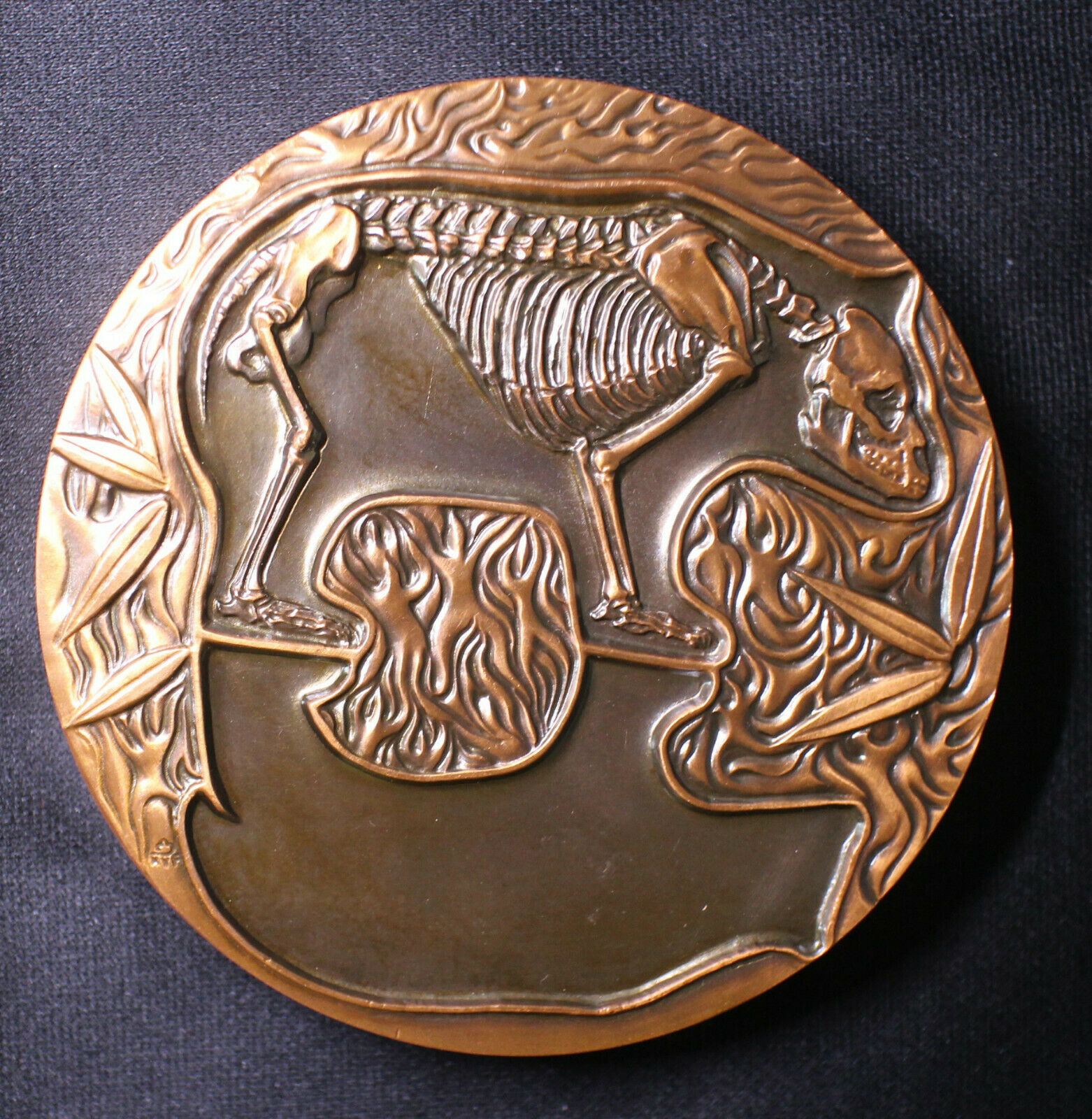 2008 China 100mm Copper Panda Medal - Panda and Fossil - Fresh Stock Dated February 2026