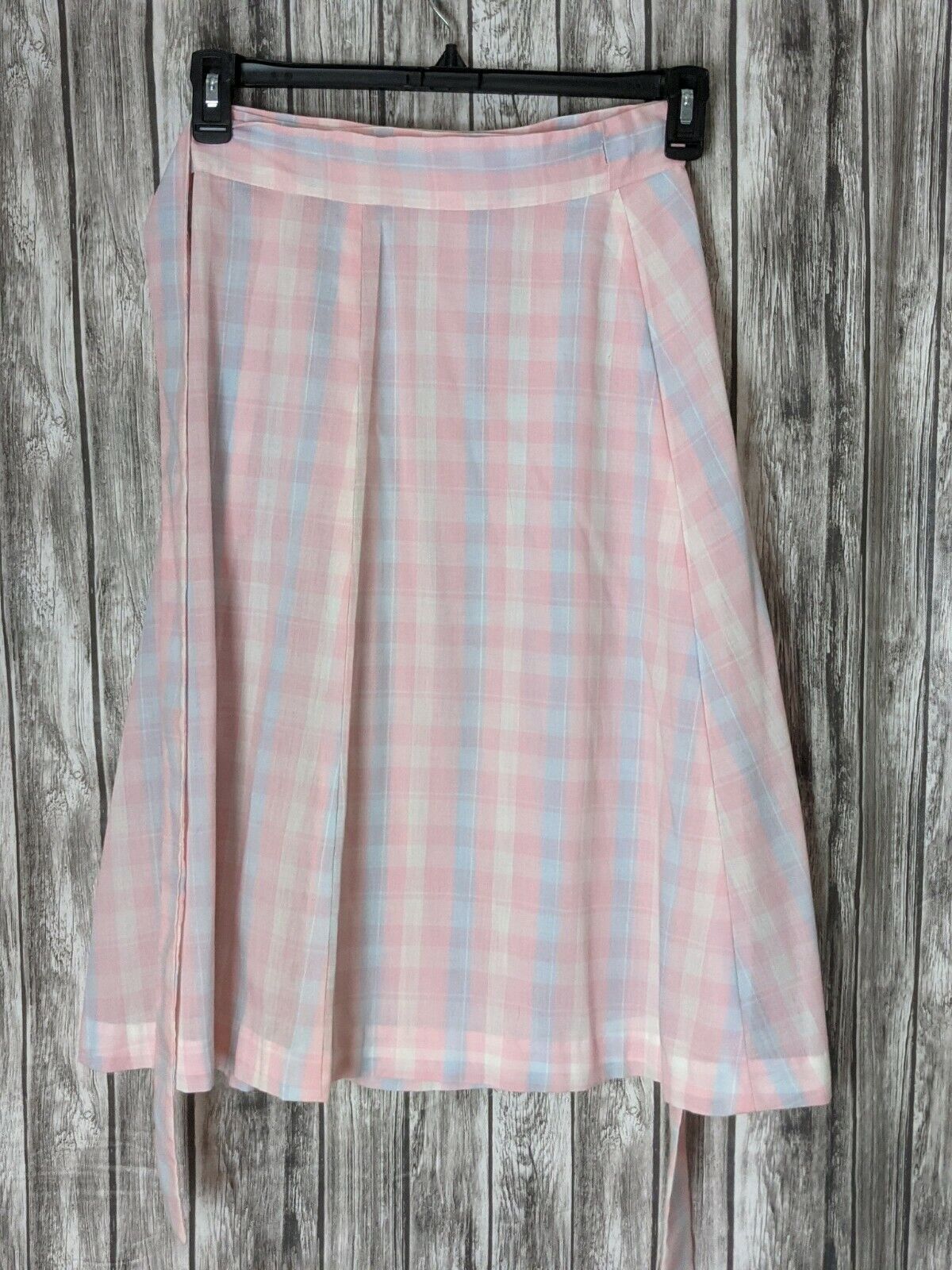 Women's Vintage Pink & Blue Plaid Wrap Skirt Sz XS/S - Fresh Stock Dated March 2026