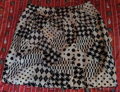 Cache Black White Mini Skirt Vintage 90s Sz 8 Club Kid Sexy Bodycon Y2K FLAWS - Fresh Stock Dated December 2025