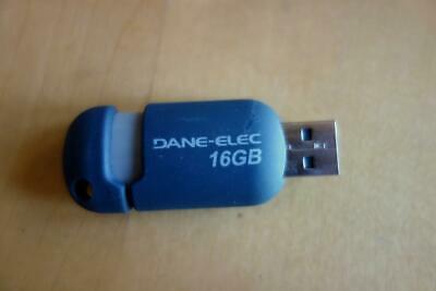 Dane-Elec USB Portable Memory 16 GB THUMB FLASH DRIVE w/ext cable - Fresh Stock Dated February 2026