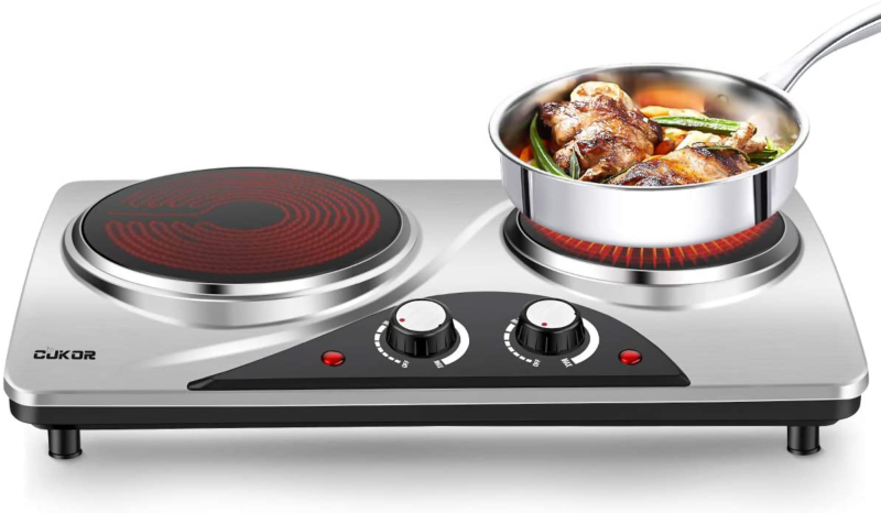 Cukor Electric Hot Plate, 1800W Portable Electric Stove,Infrared Double Burner,H - Fresh Stock Dated December 2025