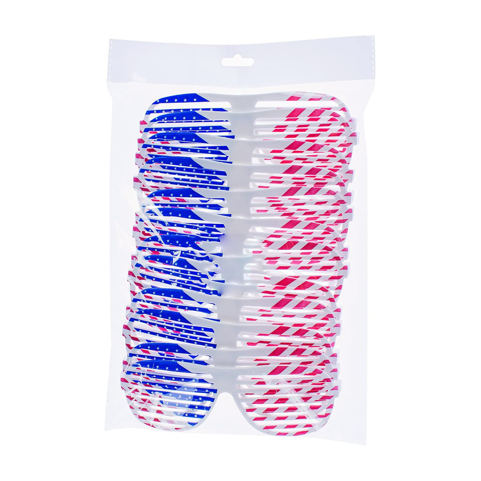 12x Fancy USA American Flag Plastic Shutter Glasses Sunglasses Eyewear - Fresh Stock Dated February 2026