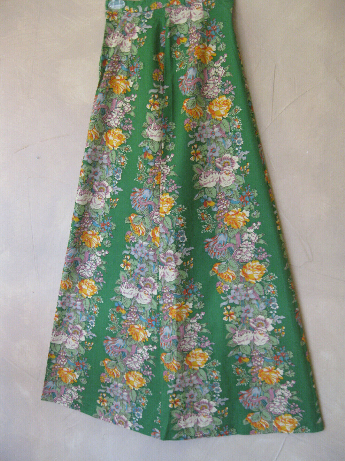 Rare Mary Quant Ginger Group English Vtg 1970's New  Maxi Skirt 12 Green Floral - Fresh Stock Dated February 2026