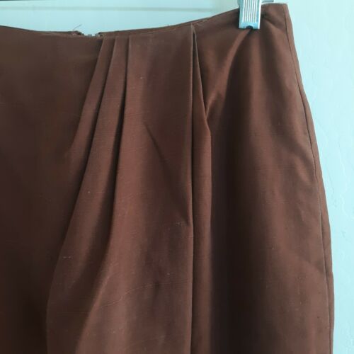 Vintage Neiman Marcus size 8 100% Pure Silk skirt Shantung Rust Faux Wrap - Fresh Stock Dated December 2025