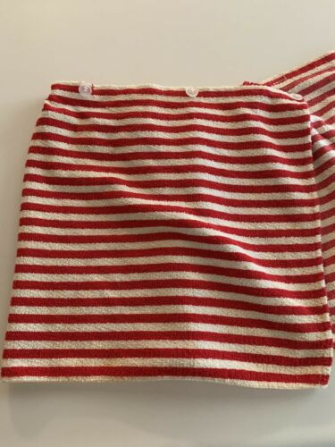 60s Striped Terry Cloth Sarong Skirt Swimsuit Cover Up Wrap Around Pool Mod VTG - Fresh Stock Dated December 2025