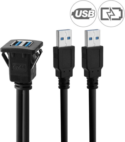 SINCODA 3FT USB 3.0 Male to Female AUX Flush Mount Square Dual Port - Fresh Stock Dated February 2026