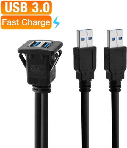 SINCODA 3FT USB 3.0 Male to Female AUX Flush Mount Square Dual Port - Fresh Stock Dated February 2026
