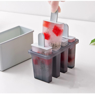 Ice Pop Maker DIY 4 Cell Popsicle Frozen Molds Fruit Popsicle Maker Tray - Fresh Stock Dated February 2026