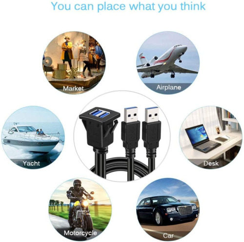 SINCODA 3FT USB 3.0 Male to Female AUX Flush Mount Square Dual Port - Fresh Stock Dated February 2026