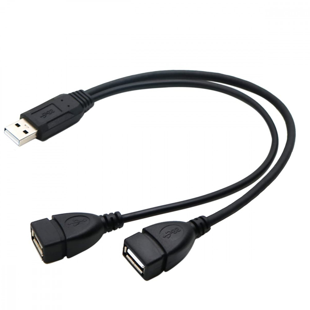 USB 2.0 Splitter Cable A-Male to Dual A-Female Cord Y Black - Fresh Stock Dated February 2026