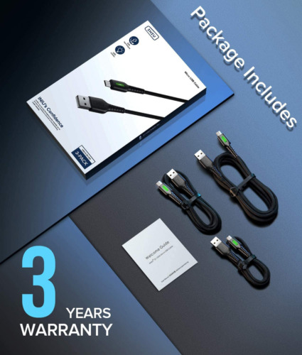 Micro USB Cable Android Charger, INIU [3 Pack 3.1A] QC 3.0 Fast Silver - Fresh Stock Dated February 2026