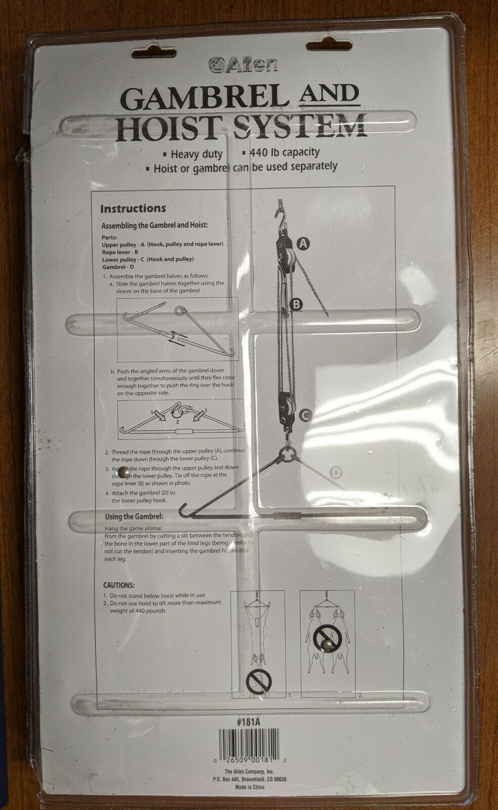 Gambrel Hoist System Pulley Rope Game Deer Hog Elk Gutting Butcher Hanger 440lb - Fresh Stock Dated December 2025