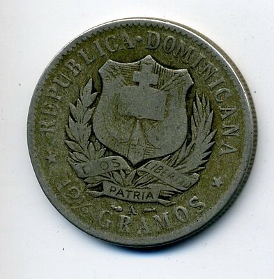 Dominican Republic 1/2  peso 1897 KM 15 F+ Circulated - Fresh Stock Dated February 2026