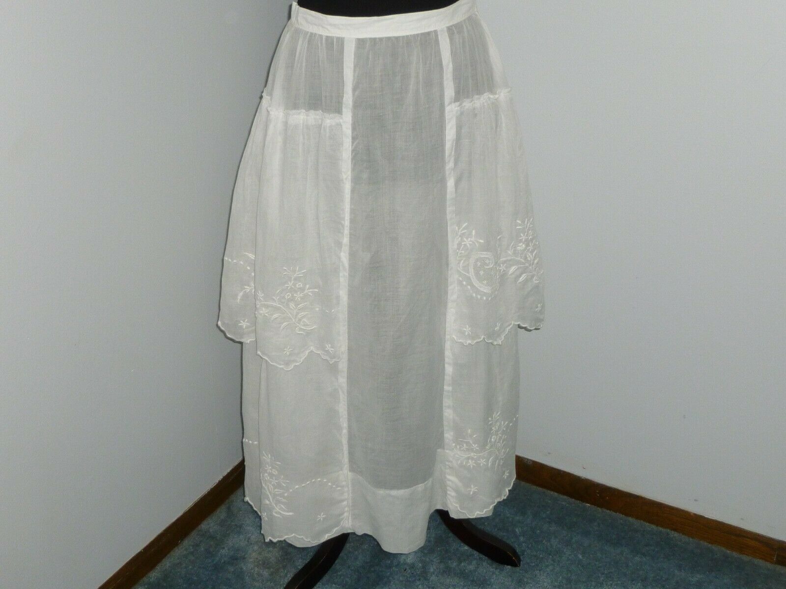 Antique Victorian Edwardian Layered Skirt c1900s Walking Skirt Embroidery Lace - Fresh Stock Dated March 2026