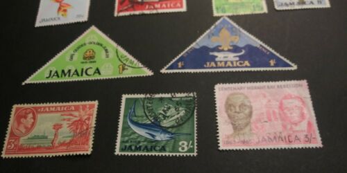 Jamaica Stamps - 17 Total - 8 are very old, 9 are more modern - used and hinged - Fresh Stock Dated February 2026