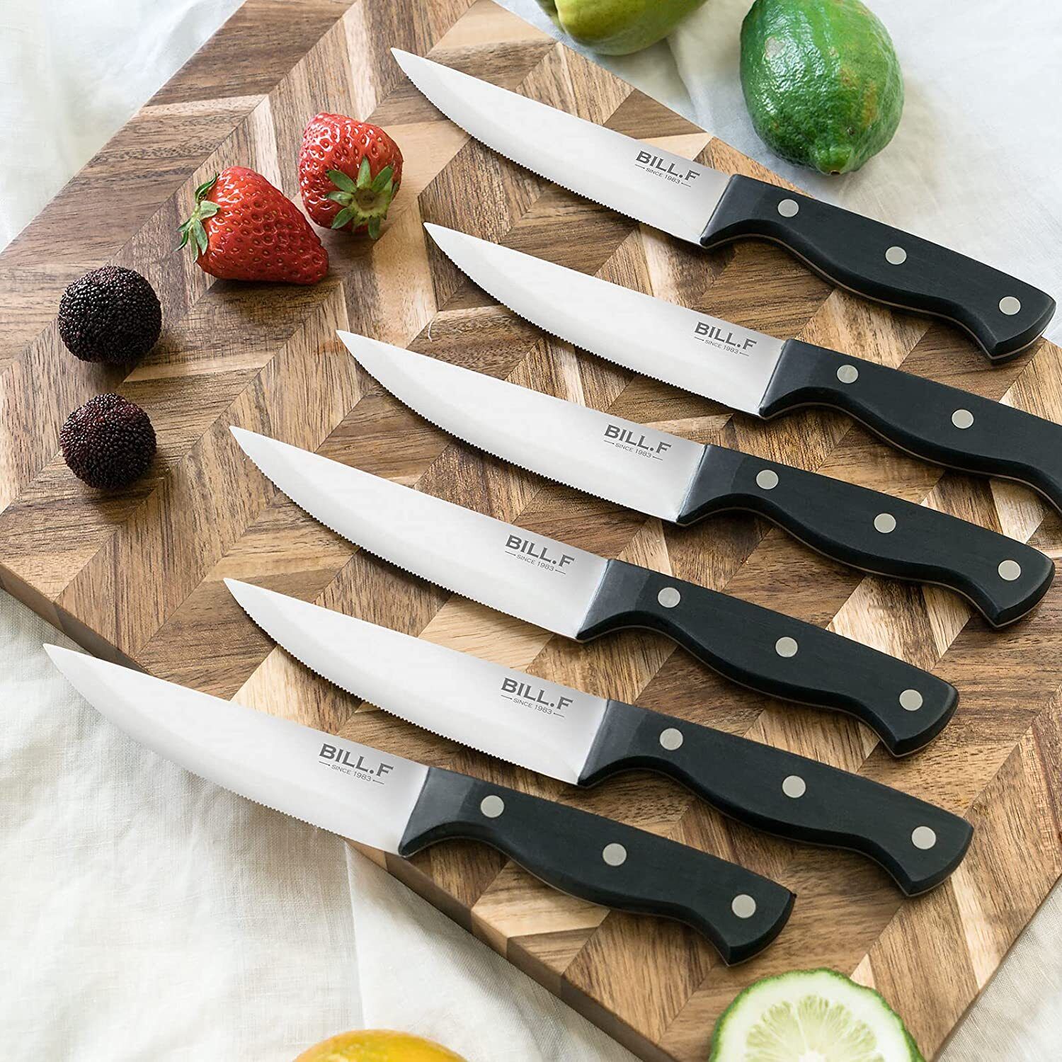 Kitchen Knife Set, 15-Piece Knife Set with Built-In Sharpener and Wooden Block - Fresh Stock Dated February 2026