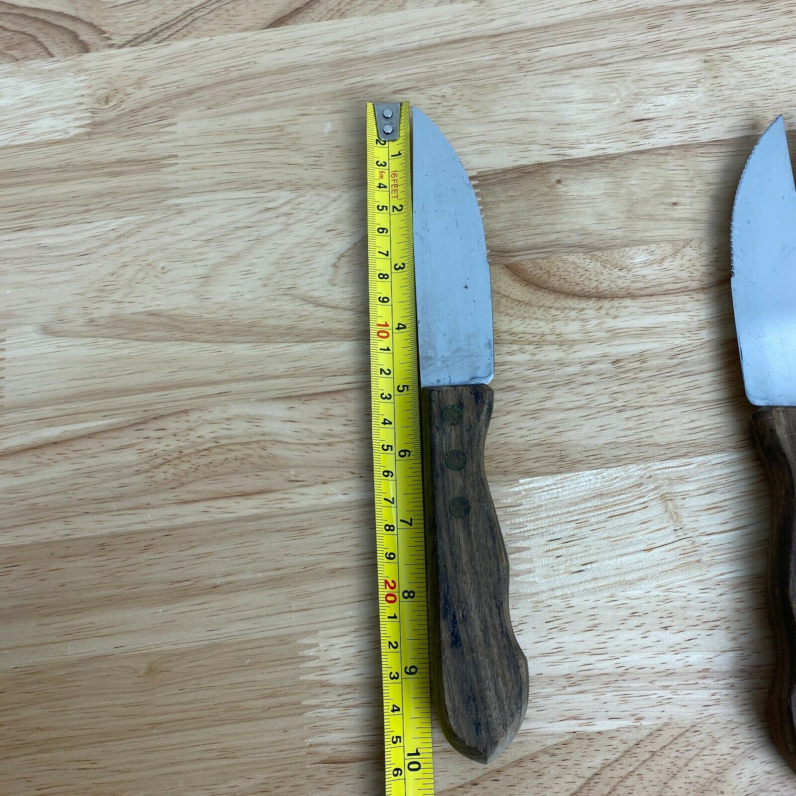 Vintage Set of 6 Robinson Stainless Steel Steak Knives Serrated Wood - Fresh Stock Dated January 2026