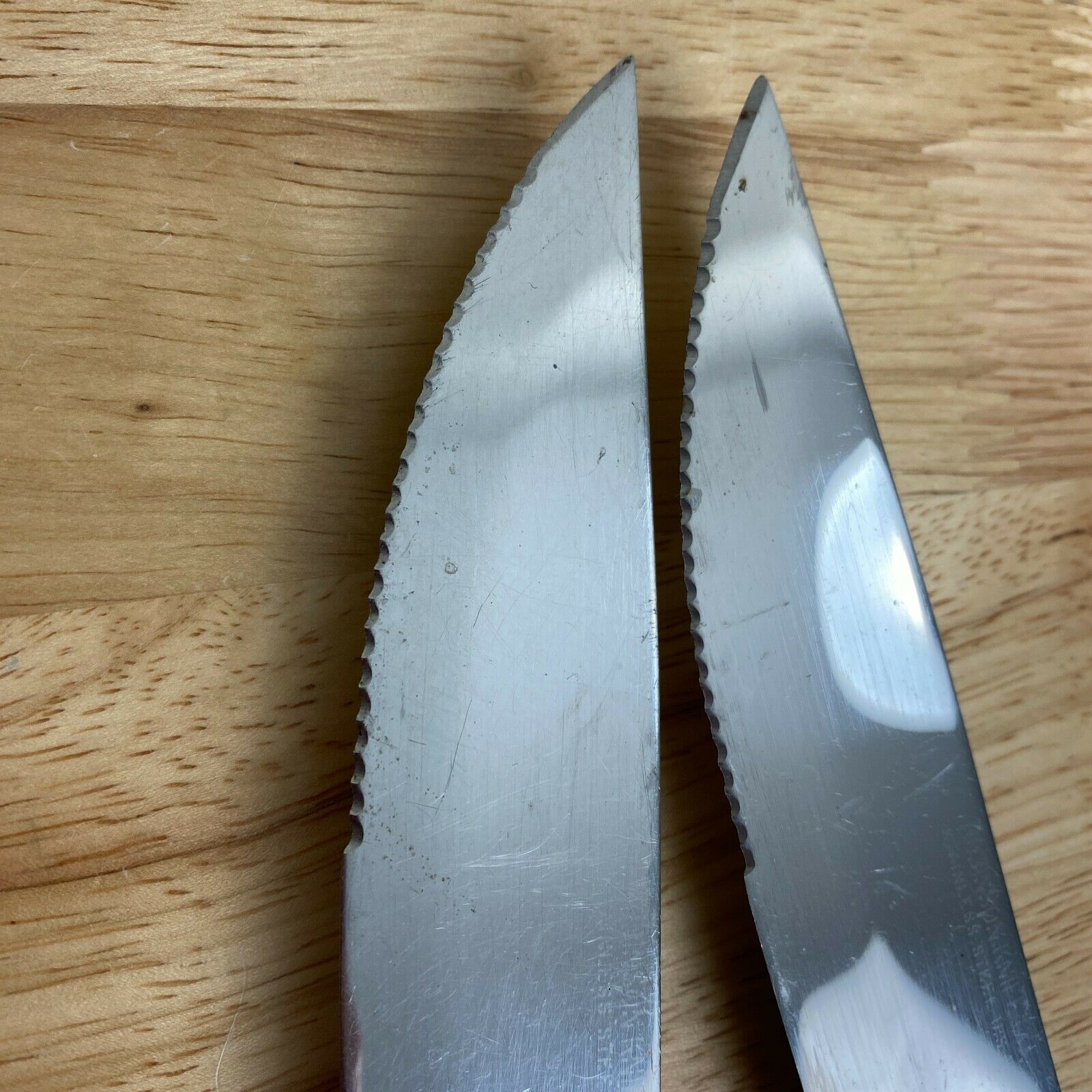 Vintage Set of 6 Robinson Stainless Steel Steak Knives Serrated Wood - Fresh Stock Dated January 2026