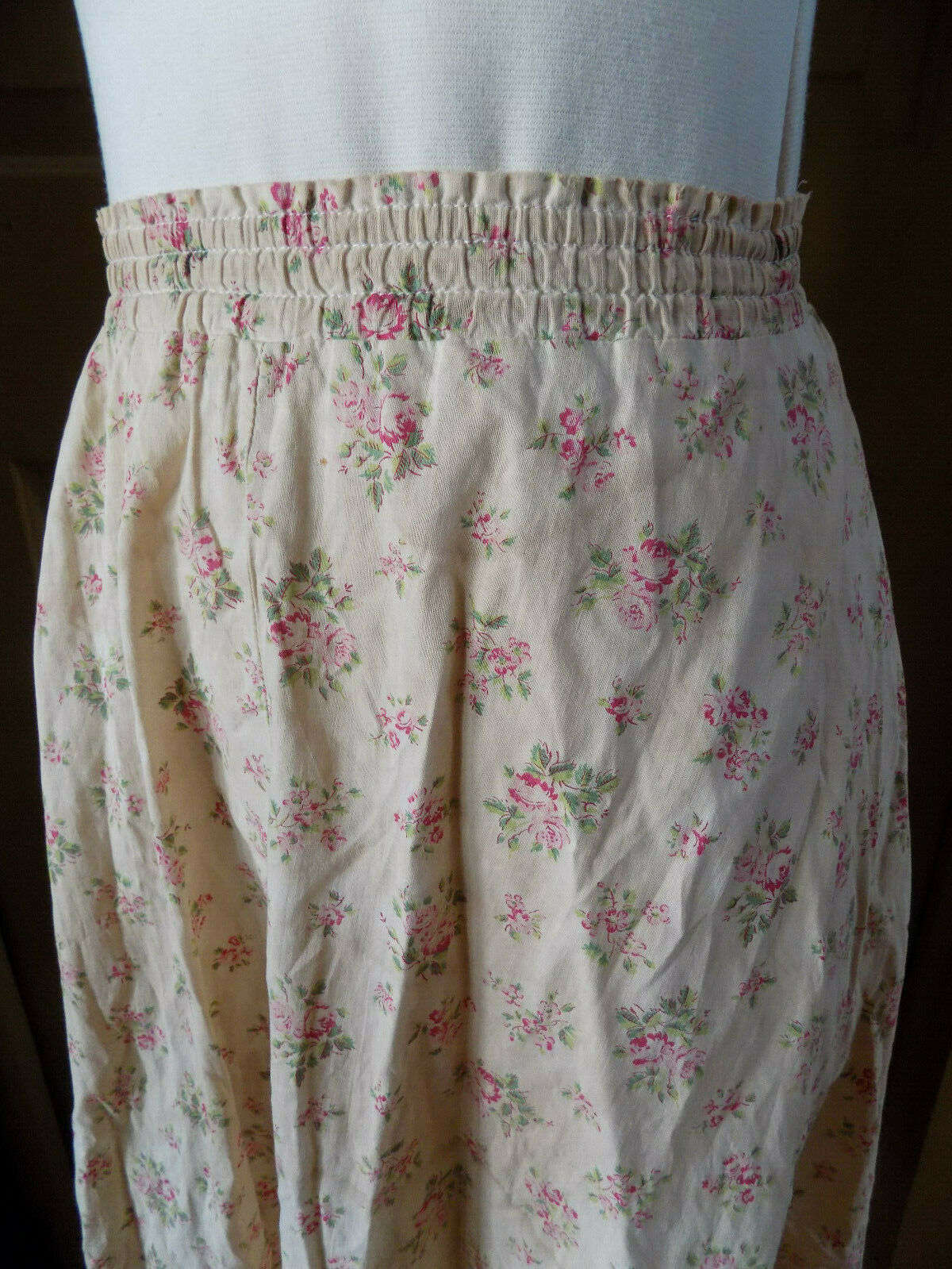 S Handmade vintage 1980's prairie country calico pink ivory circle elastic skirt - Fresh Stock Dated February 2026