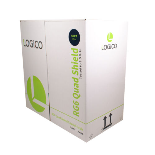 RG6 Quad Shield CoaxCable 500FT Black+Crimp Tool+50xF-Type CompressConnector Kit - Fresh Stock Dated December 2025