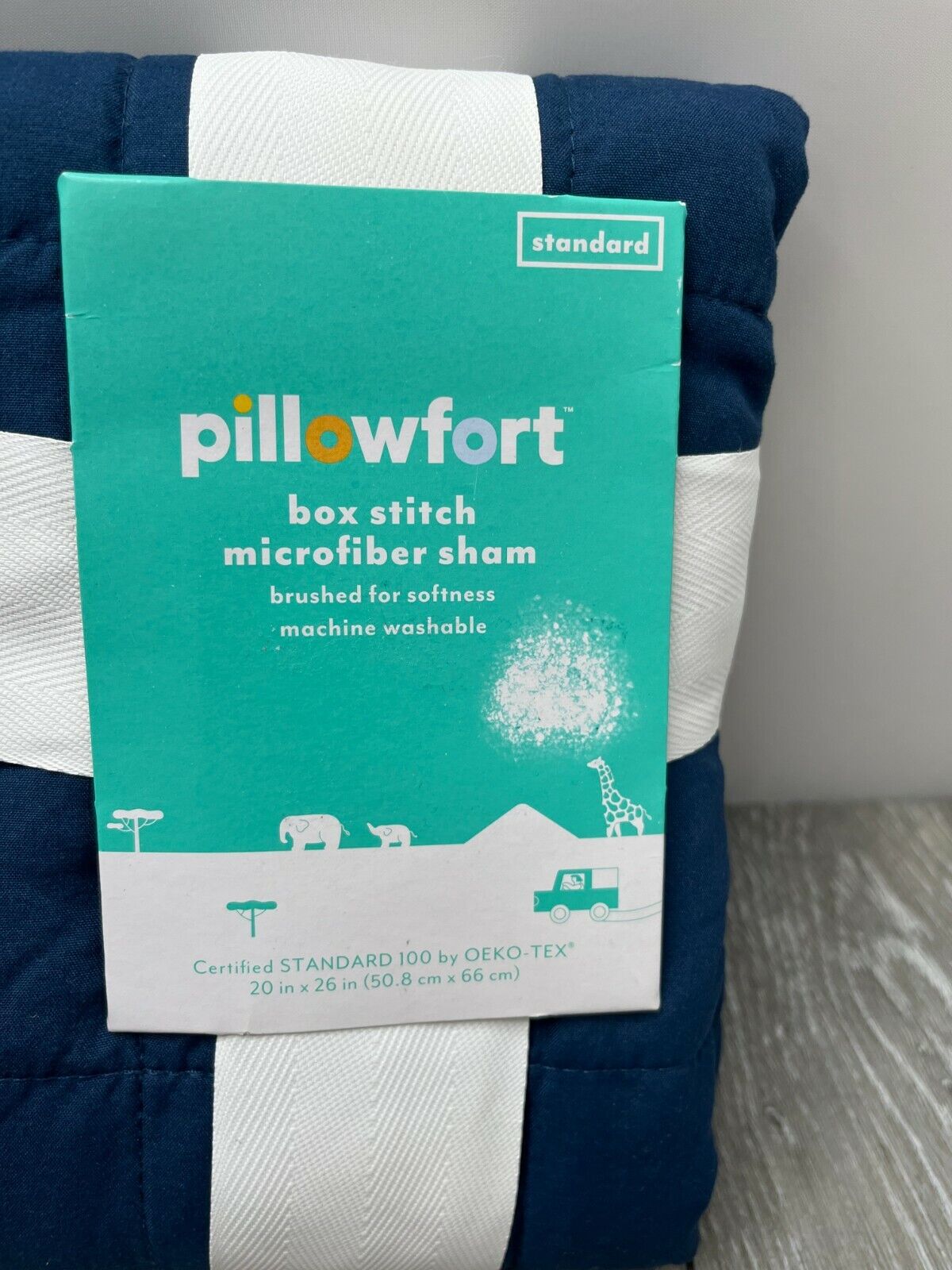 Pillowfort Box Stitch Microfiber Sham, Blue Standard Size 20x26 - Fresh Stock Dated February 2026