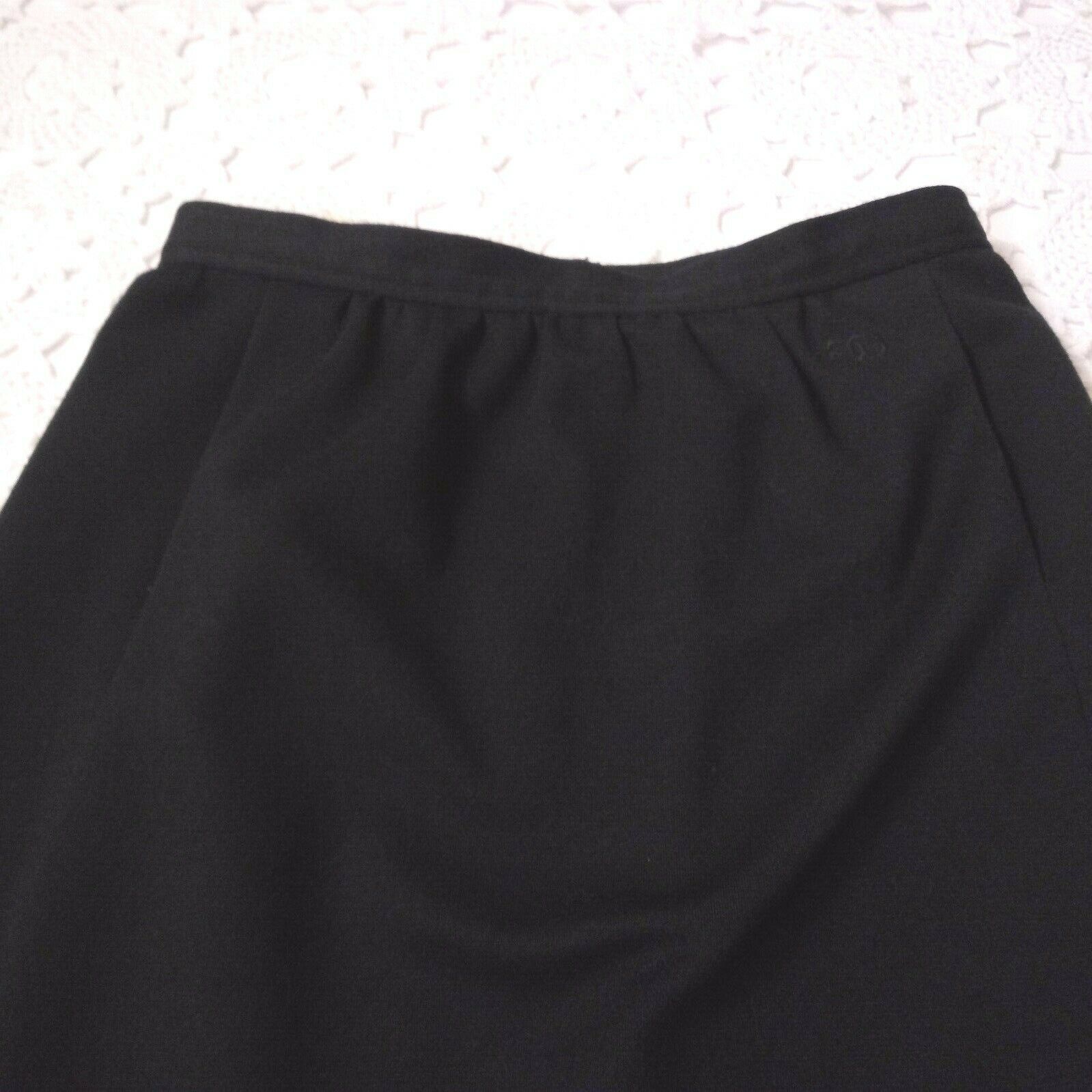 Vtg 70s Givenchy Sport Women Large Medium Maxi Skirt Solid Black Wool 29