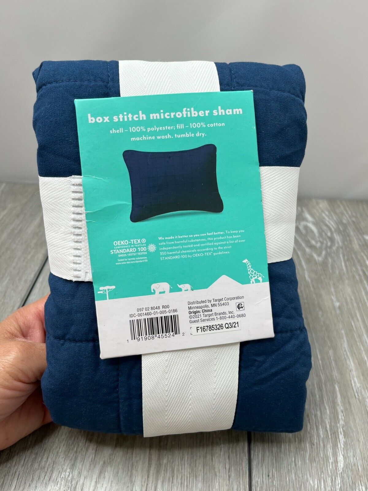 Pillowfort Box Stitch Microfiber Sham, Blue Standard Size 20x26 - Fresh Stock Dated February 2026
