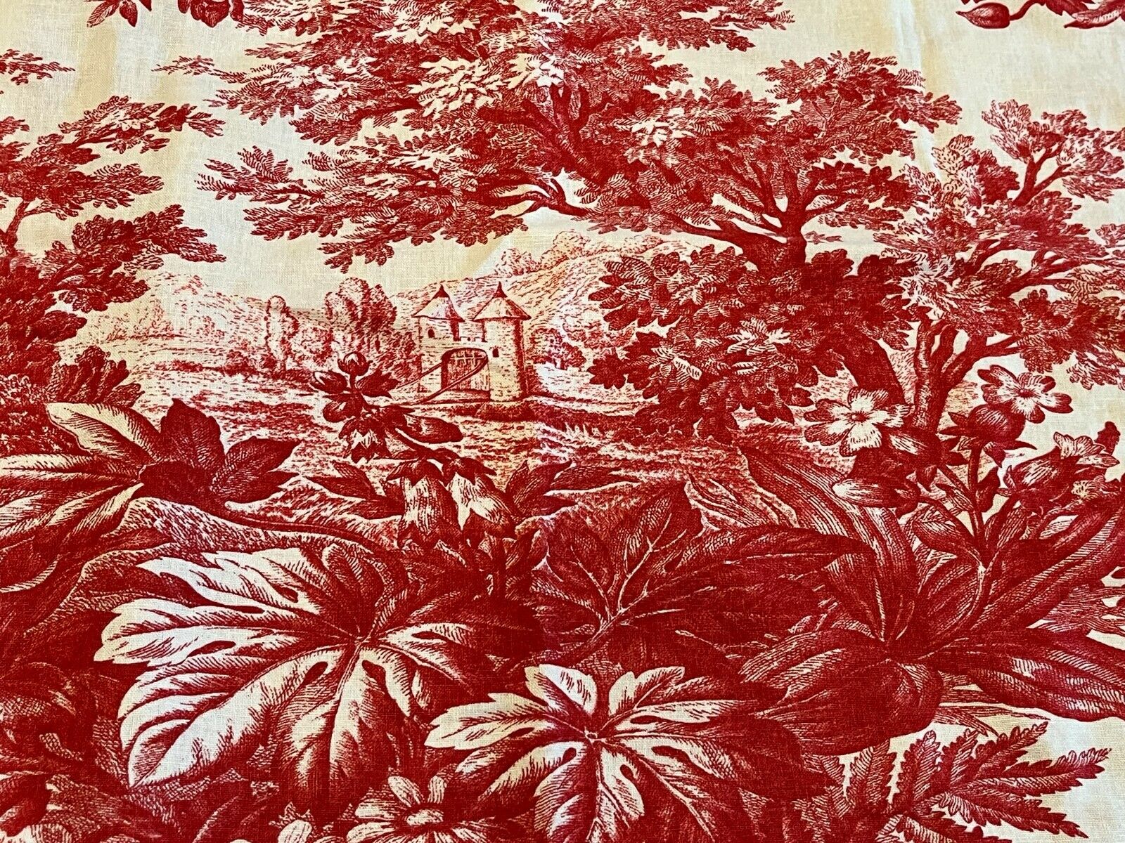 Pottery Barn Pillow Euro Sham Matine Red Toile Cotton Linen Blend French Bedding - Fresh Stock Dated February 2026
