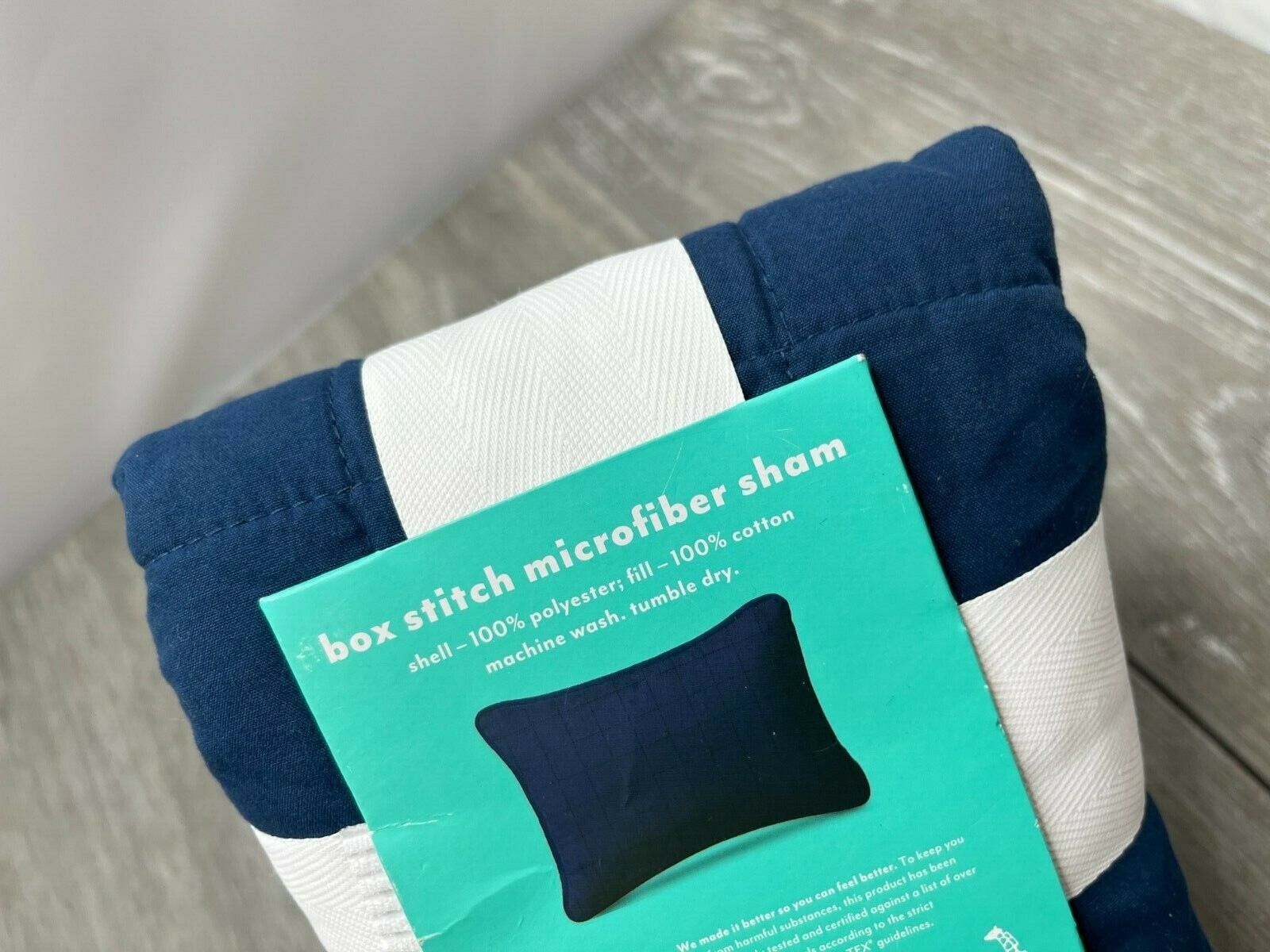 Pillowfort Box Stitch Microfiber Sham, Blue Standard Size 20x26 - Fresh Stock Dated February 2026