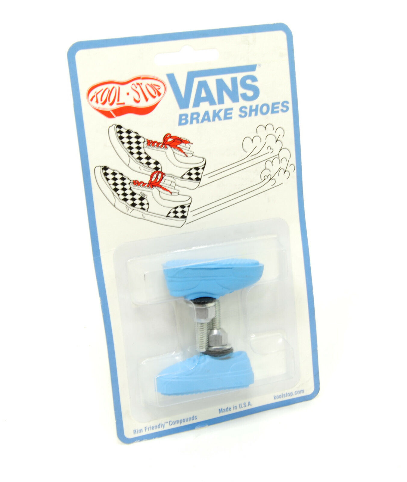 Kool Stop bicycle bike Vans BMX THREADED brake pads BABY BLUE *MADE IN USA* - Fresh Stock Dated February 2026