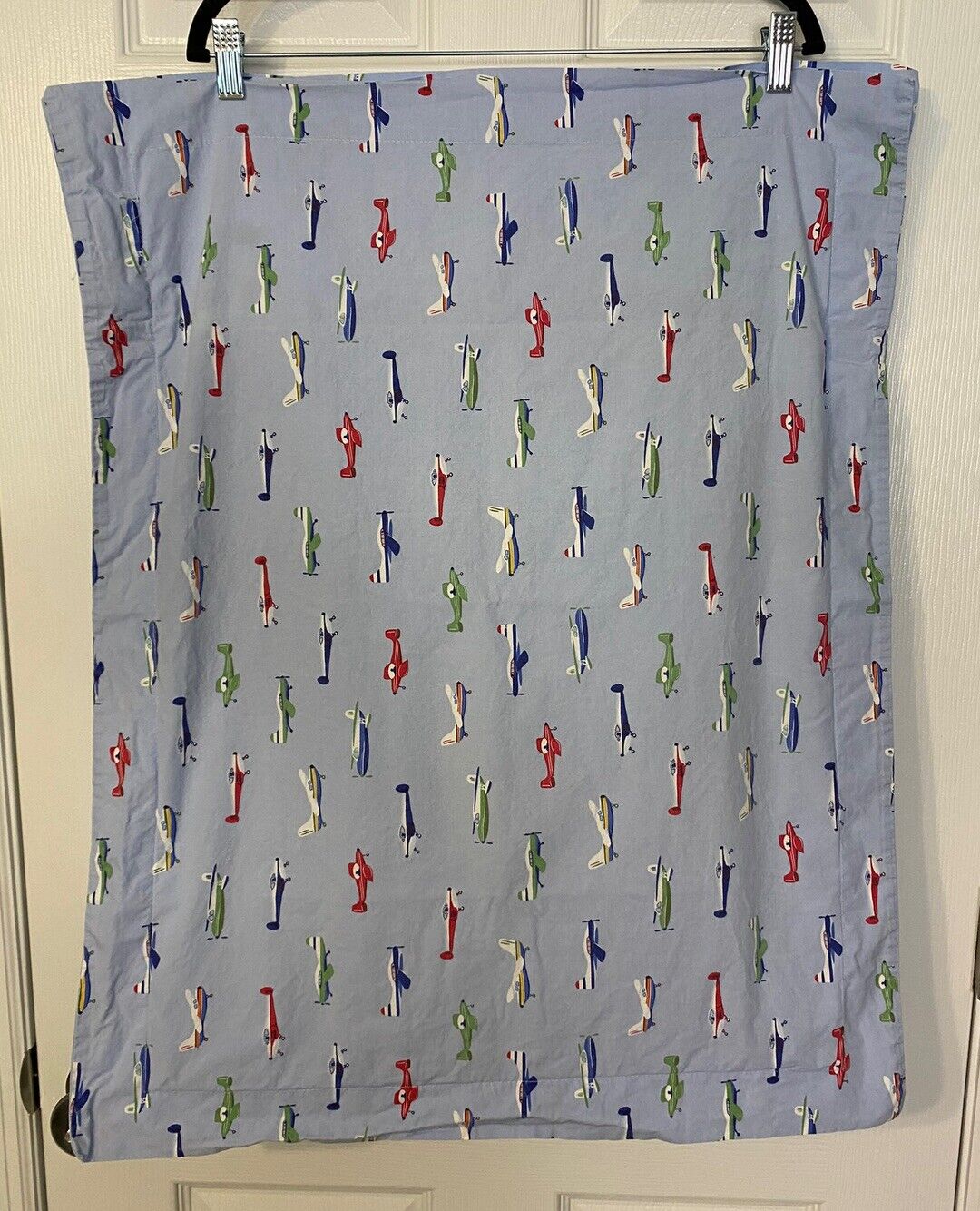 Pottery Barn Kids Pillow Shams (2) Standard Size Cotton Multicolor Airplanes - Fresh Stock Dated February 2026