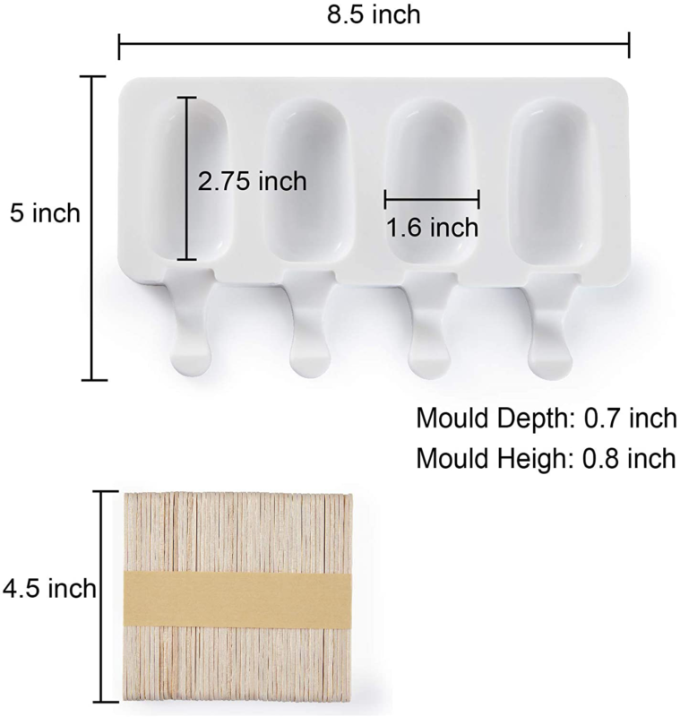 Popsicle Molds, 2 Pack Cake Pop Molds Silicone, 4 Cavities Homemade Cakesicle - Fresh Stock Dated December 2025
