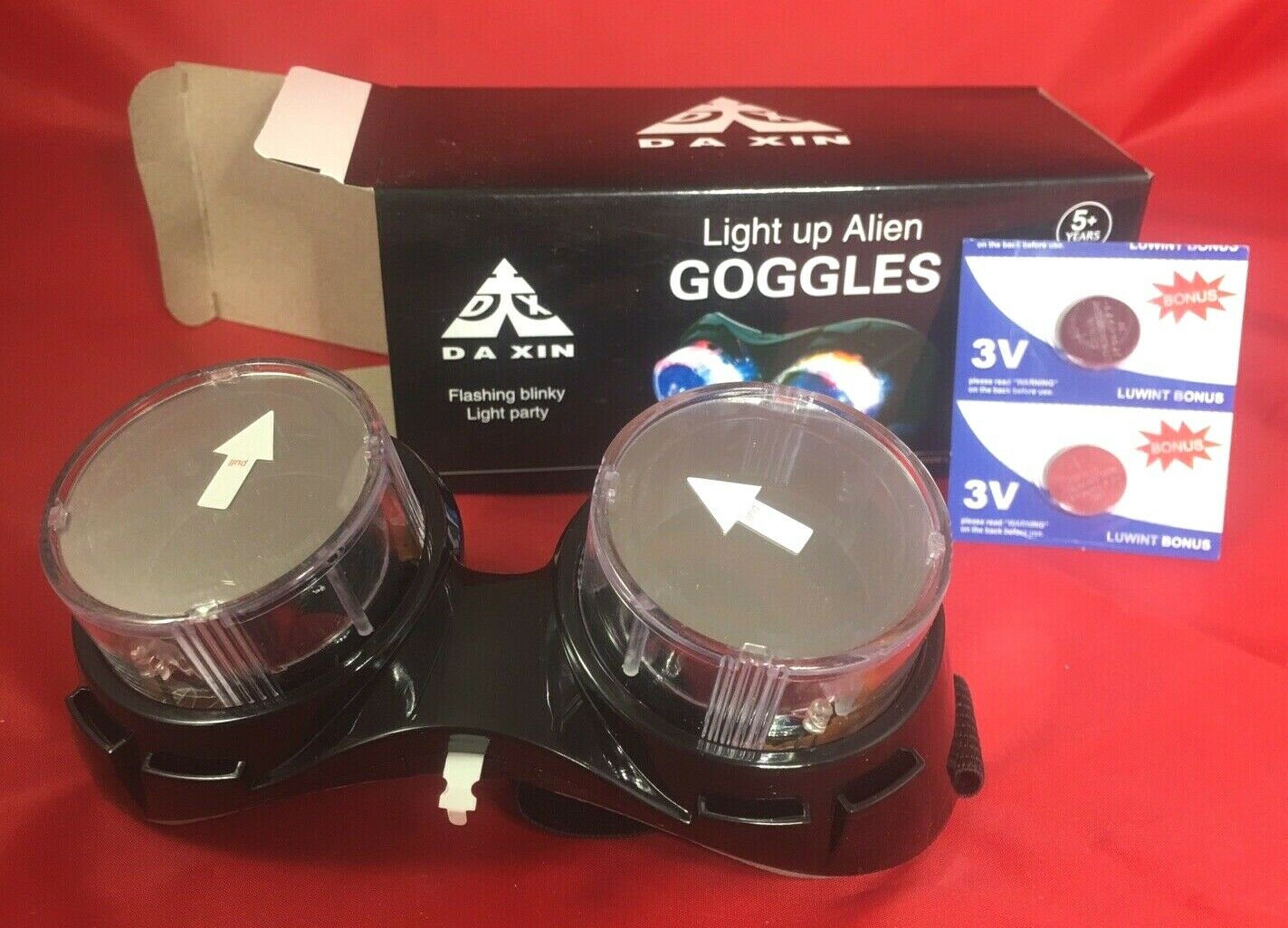 Alien Goggles - Light Up with Batteries - SciFi Cosplay Costume - USA Shipping! - Fresh Stock Dated February 2026