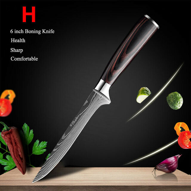 Damascus Pattern Chef's Knife Set Japanese Kitchen Knives Cleaver Slicing Tool - Fresh Stock Dated December 2025