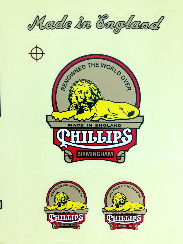 PHILLIPS DECALS BICYCLE BIKE WHEEL VINTAGE SPORTING STICKER CYCLING FRAME PARTS - Fresh Stock Dated December 2025